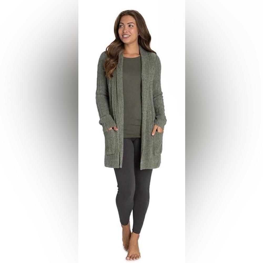 Barefoot Dreams Cozy Chic Hooded Cardigan- Olive Green